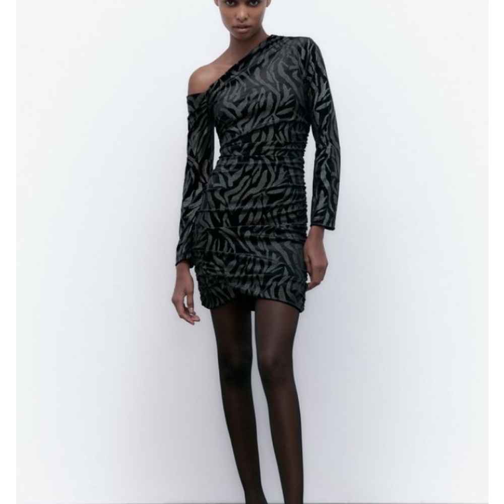 New Zara velvet embellished mini dress.